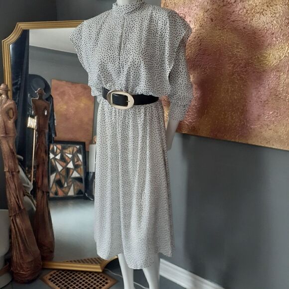 NWT Zara Ditsy Dot Midi Dress - Picture 3 of 14